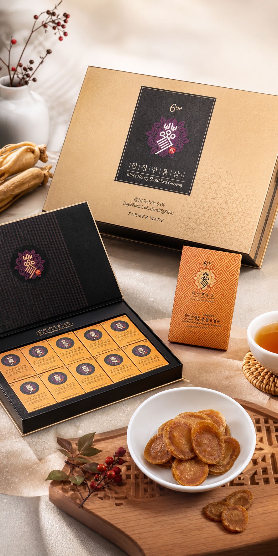 Hồng sâm lát tẩm mật ong Kim_s Red Ginseng