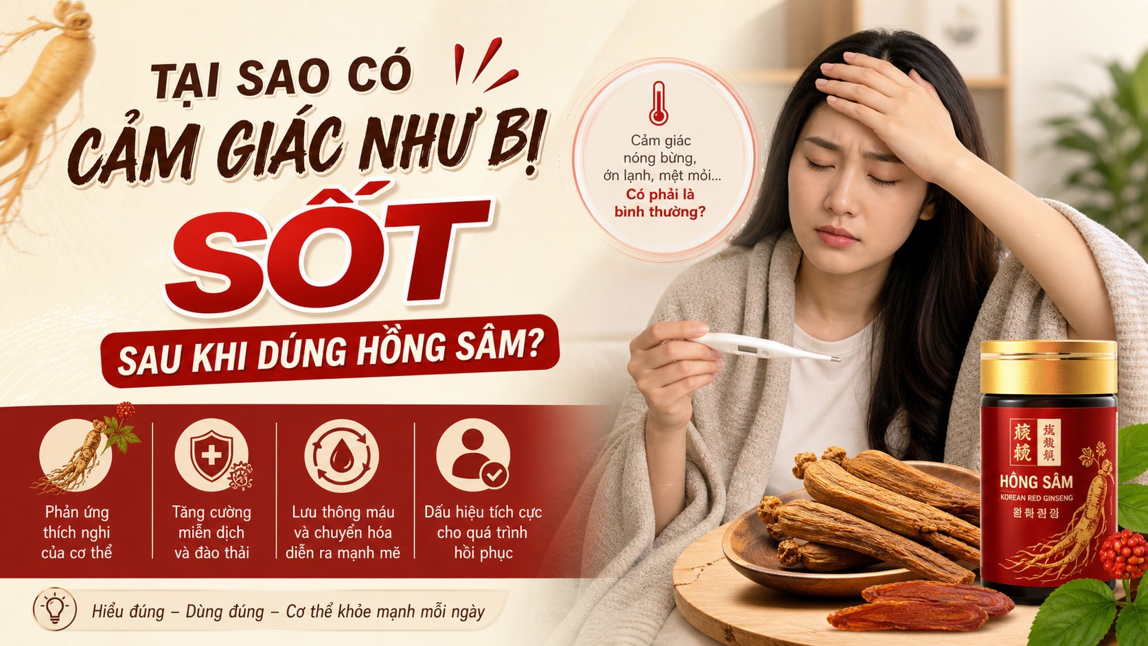 Tại sao có cảm giác như bị sốt sau khi dùng hồng sâm?